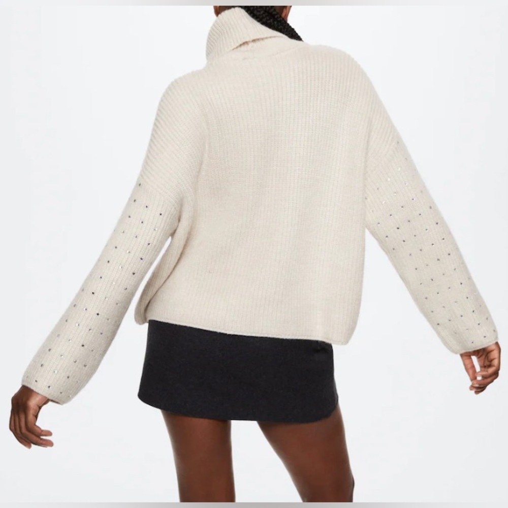 MANGO RHINESTONE TURTLENECK SWEATER - Picture 2 of 13